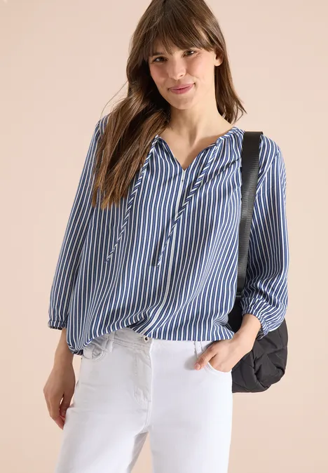 3/4-Arm Bluse mit Streifenmuster sporty denim blue