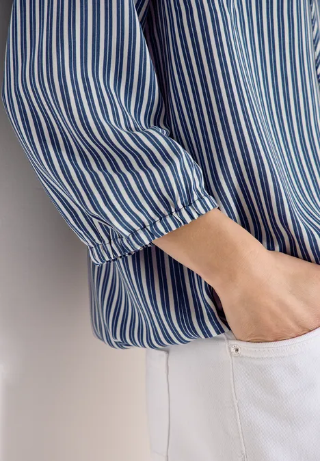 3/4-Arm Bluse mit Streifenmuster sporty denim blue