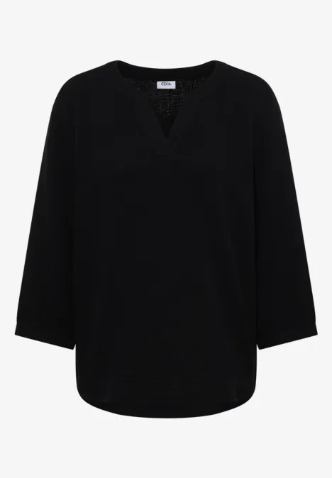 3/4-mouwen blouse van mousseline Black