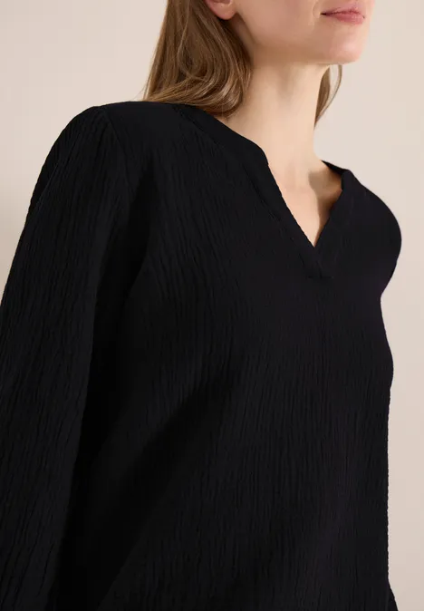 Blouse à manches 3/4 en qualité mousseline Black