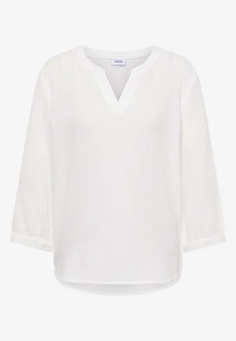 3/4-Arm Bluse in Musselin-Qualität vanilla white