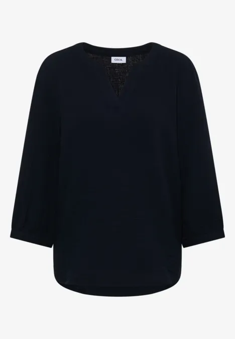 3/4-mouwen blouse van mousseline universal blue