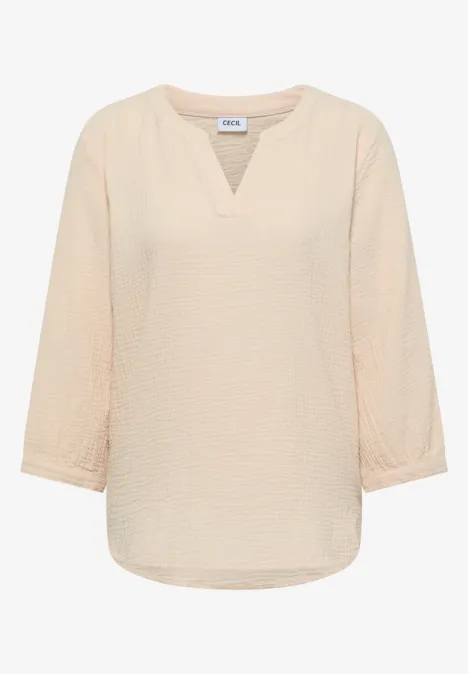 3/4-Arm Bluse in Musselin-Qualität pearl beige