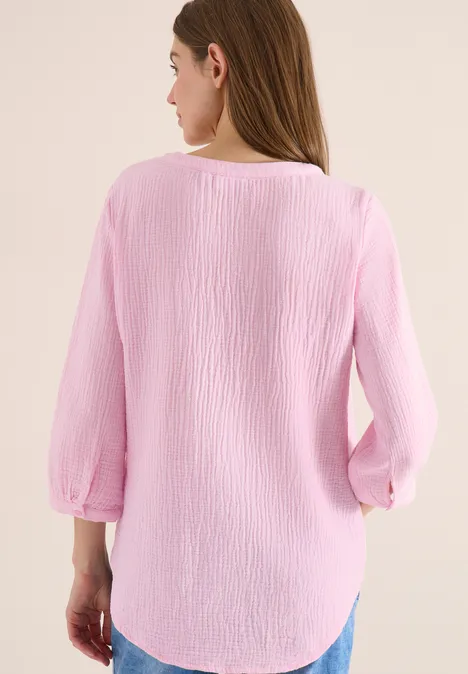 3/4-mouwen blouse van mousseline light blush rose 3/4-mouwen blouse van mousseline light blush rose