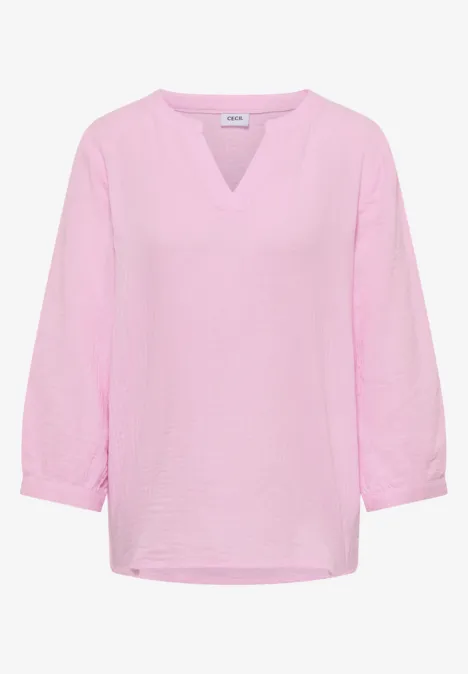3/4-mouwen blouse van mousseline light blush rose 3/4-mouwen blouse van mousseline light blush rose