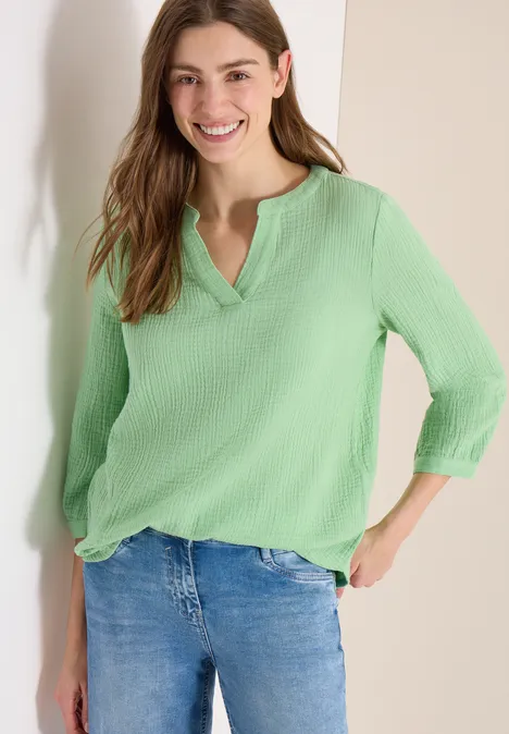 3/4-mouwen blouse van mousseline juicy lime 3/4-mouwen blouse van mousseline juicy lime