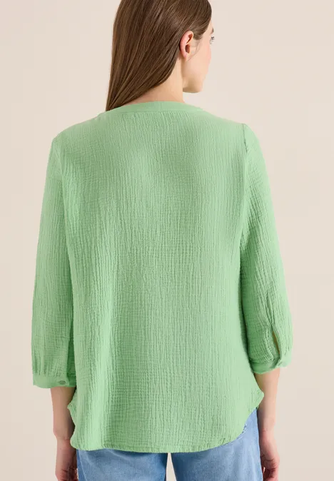 3/4-mouwen blouse van mousseline juicy lime 3/4-mouwen blouse van mousseline juicy lime