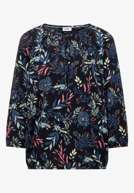 Chemisier à manches 3/4 avec motif floral universal blue