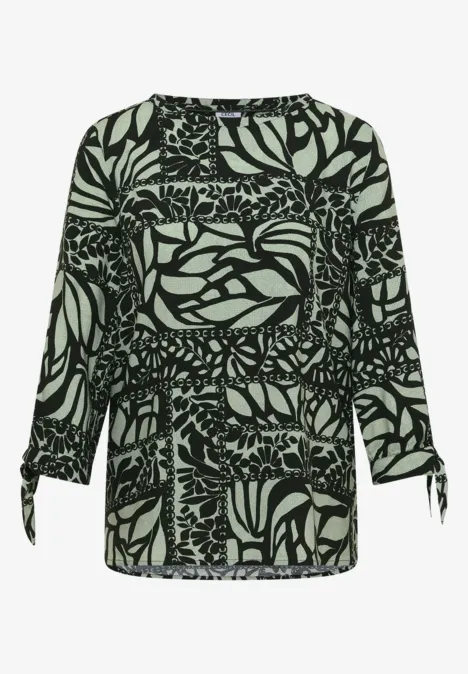 Chemisier à manches 3/4 avec imprimé patchwork raw khaki