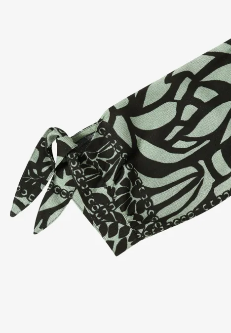 3/4-mouwen blouse met patchworkprint raw khaki