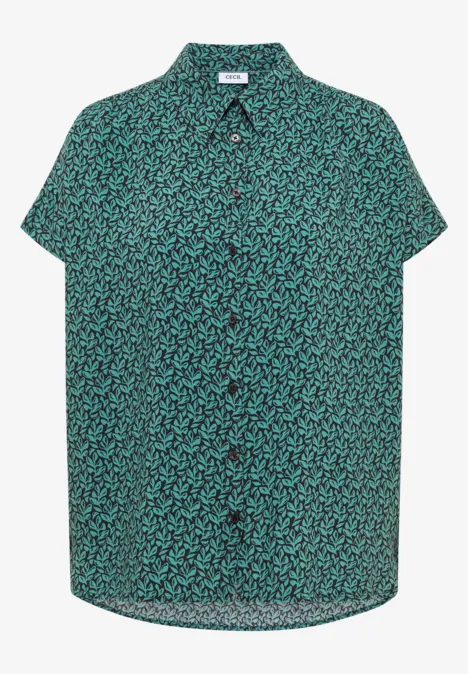 Bluzka koszulowa z krótkim rękawem i listwą guzikową raw khaki