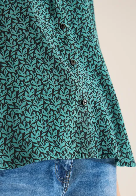 Bluzka koszulowa z krótkim rękawem i listwą guzikową raw khaki