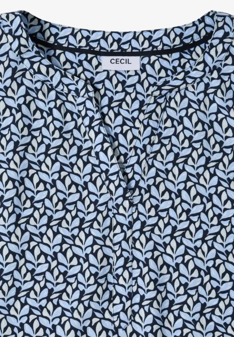 Blouse met gespleten hals en minimale print universal blue