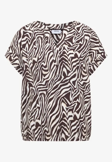T-shirt manches courtes motif zèbre noir et blanc