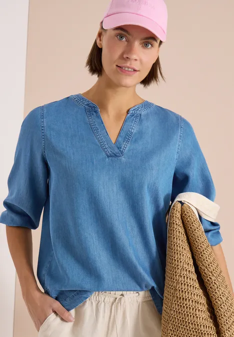 3/4-Arm Tunika im Denim-Look mid blue wash