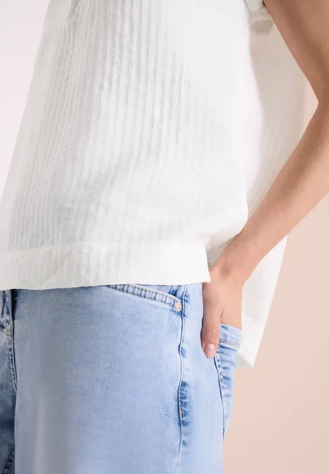 Dropped Shoulder Bluse mit Struktur vanilla white