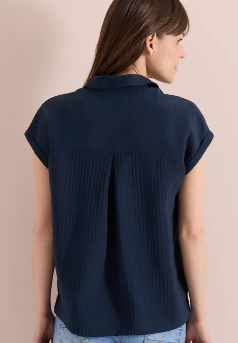 Dropped Shoulder Bluse mit Struktur universal blue