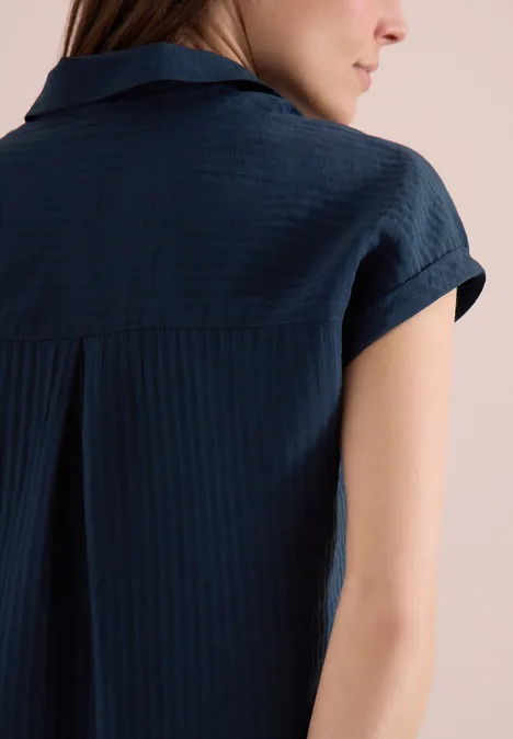 Dropped Shoulder Bluse mit Struktur universal blue