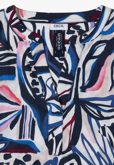 3/4-Arm Bluse mit Multicolor Print universal blue