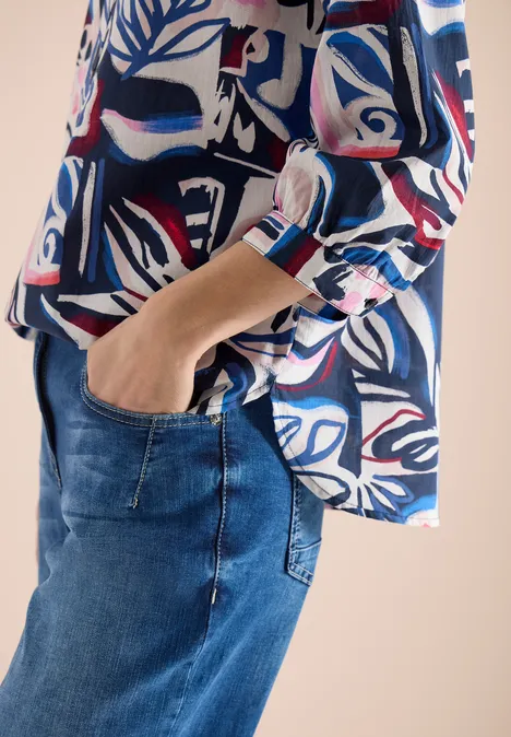 3/4-Arm Bluse mit Multicolor Print universal blue