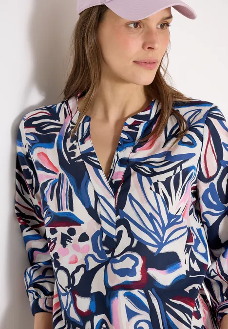 3/4-Arm Bluse mit Multicolor Print universal blue