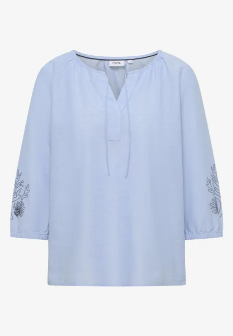 3/4-Arm Bluse mit Stickerei blouse blue