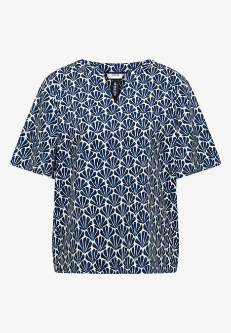 Kurzarm Bluse mit Muschelprint universal blue
