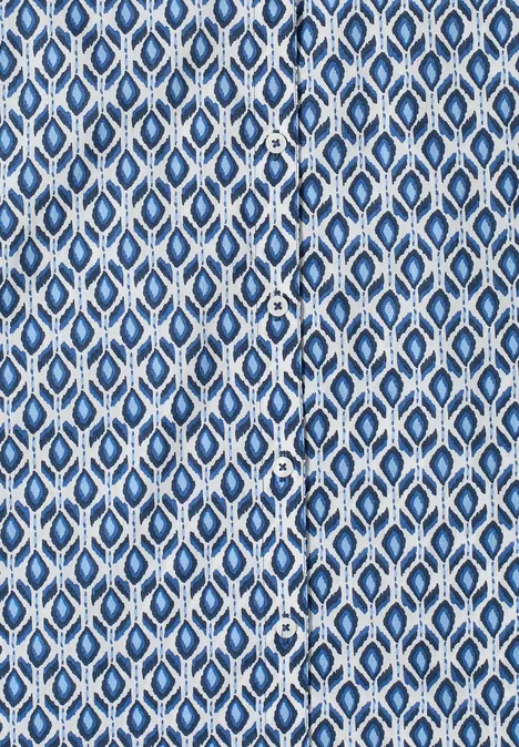 Kurzarm Bluse mit Minimal Print universal blue