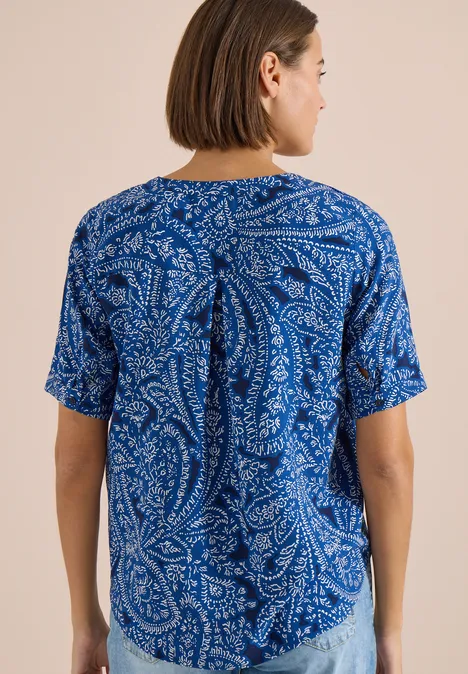 Kurzarm Bluse mit Paisley Print universal blue Kurzarm Bluse mit Paisley Print universal blue