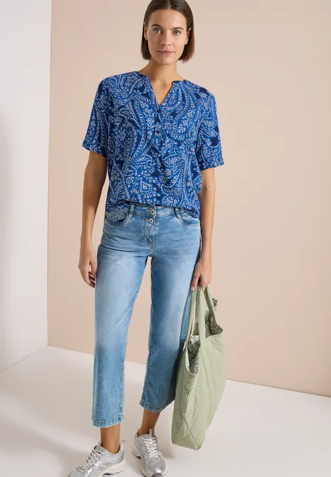 Kurzarm Bluse mit Paisley Print universal blue Kurzarm Bluse mit Paisley Print universal blue