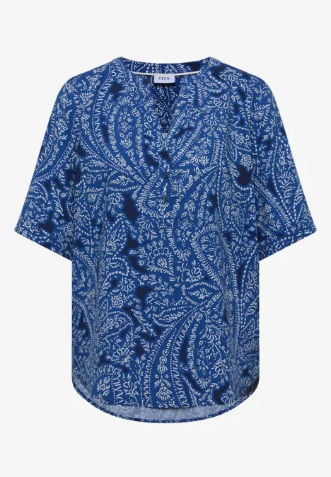 Kurzarm Bluse mit Paisley Print universal blue