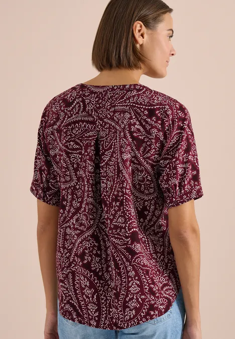 Kurzarm Bluse mit Paisley Print sweet grape red Kurzarm Bluse mit Paisley Print sweet grape red