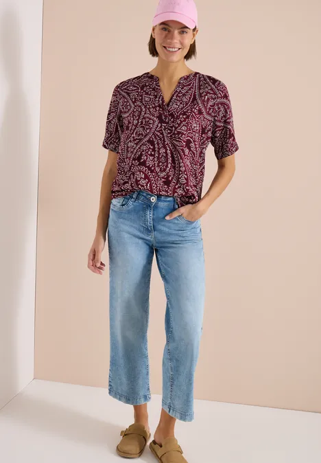 Kurzarm Bluse mit Paisley Print sweet grape red Kurzarm Bluse mit Paisley Print sweet grape red
