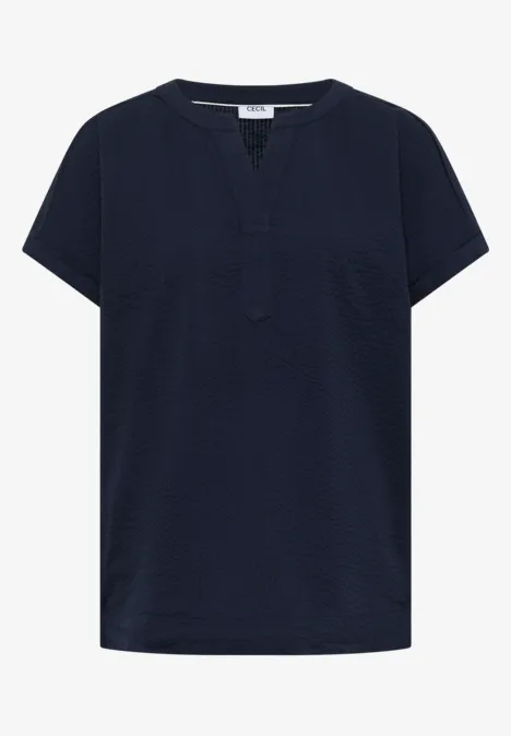 Dropped Shoulder Bluse in Seersuckerqualität universal blue