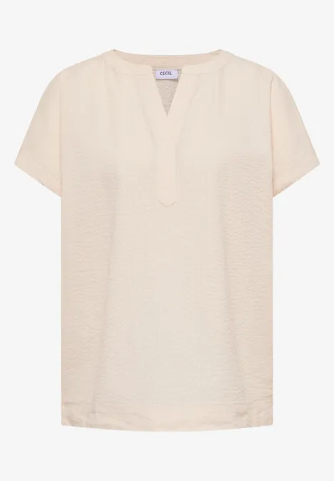 Dropped Shoulder Bluse in Seersuckerqualität pearl beige