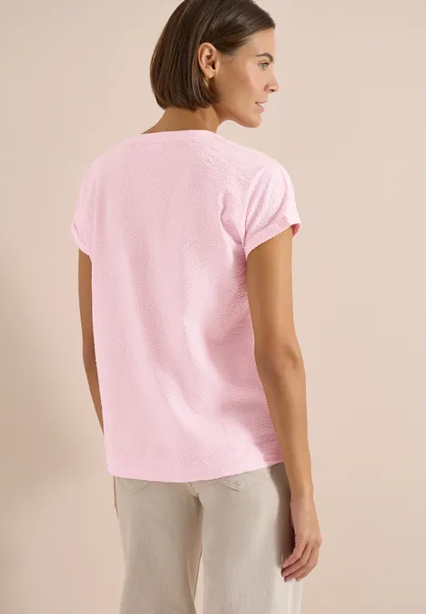 Dropped Shoulder Bluse in Seersuckerqualität light blush rose