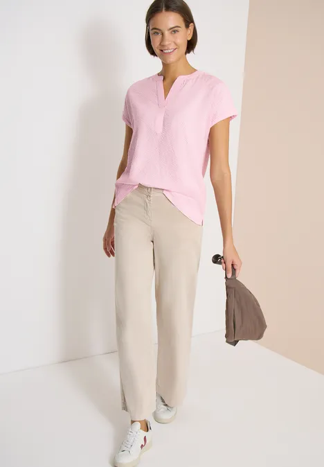 Dropped Shoulder Bluse in Seersuckerqualität light blush rose