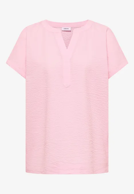 Dropped Shoulder Bluse in Seersuckerqualität light blush rose