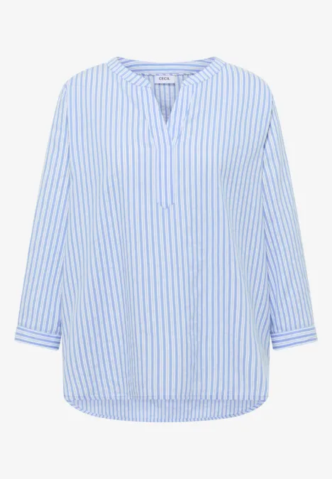 Blouse à manches longues en qualité seersucker blouse blue