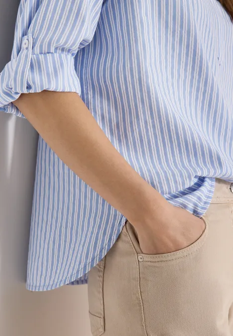 Blouse à manches longues en qualité seersucker blouse blue