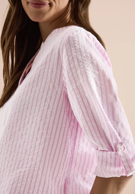 3/4-Arm Bluse in Seersuckerqualität light blush rose