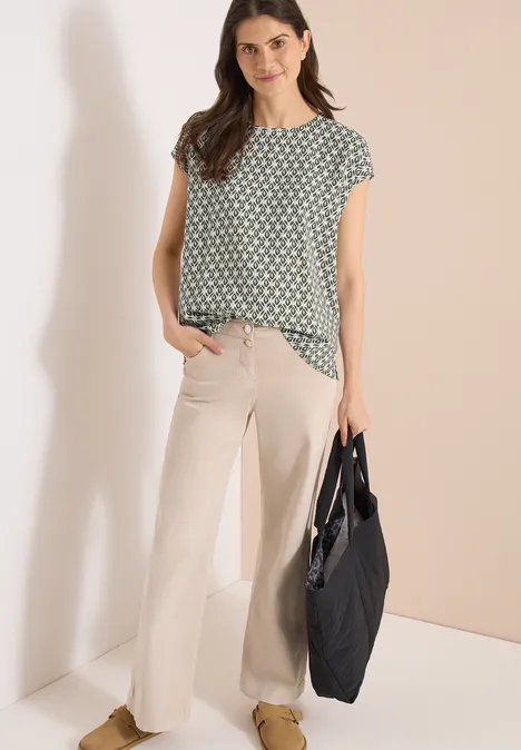 Blouse met ronde hals khaki