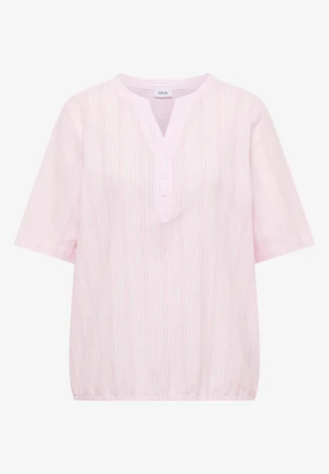 Blouse à col fendu et rayures light blush rose
