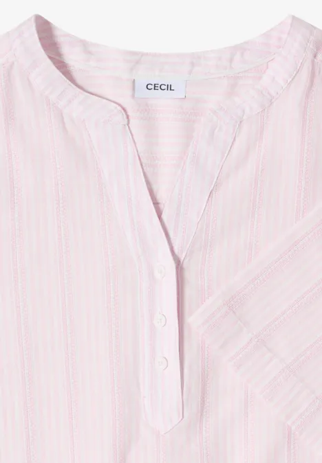 Blouse à col fendu et rayures light blush rose