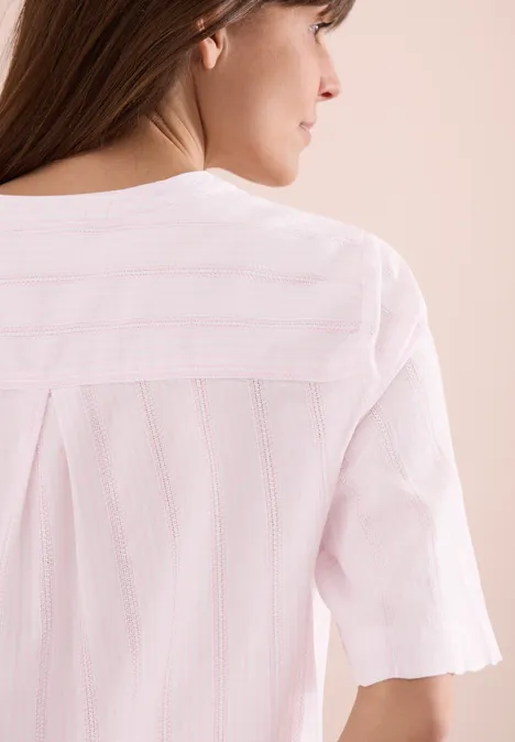 Blouse à col fendu et rayures light blush rose