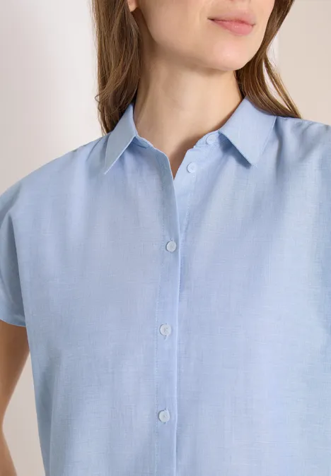 Blouse à manches courtes en qualité chambray blouse blue