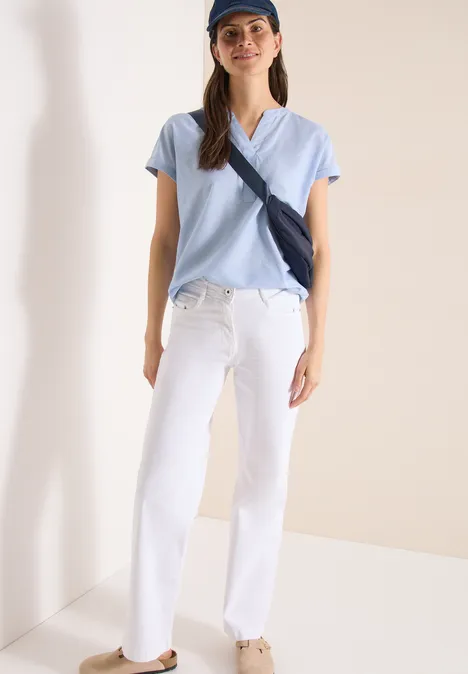 Blouse à manches courtes en qualité chambray blouse blue