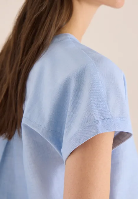 Blouse à manches courtes en qualité chambray blouse blue