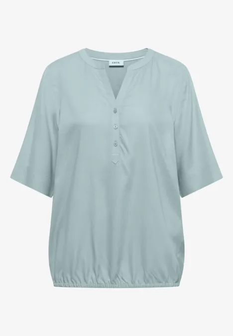 Kurzarm Bluse mit Split Neck crystal mint Kurzarm Bluse mit Split Neck crystal mint