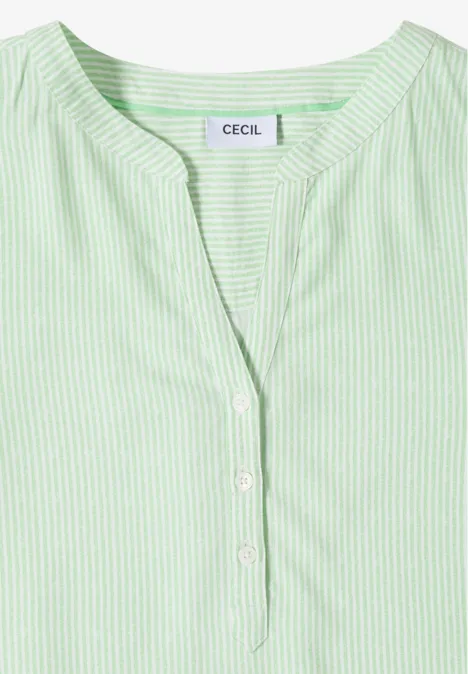 Hellgrün-weiß gestreiftes Damenhemd von CECIL, leicht und luftig, mit Knopfleiste.